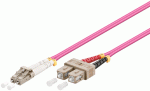Multimode (OM4) optical fiber cable LC-SC 0.5 Mtr paars