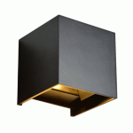 BUITEN WANDLAMP 2x3W LED ALUMINIUM VIERKANT ZWART 3000K WARMWIT IP65 